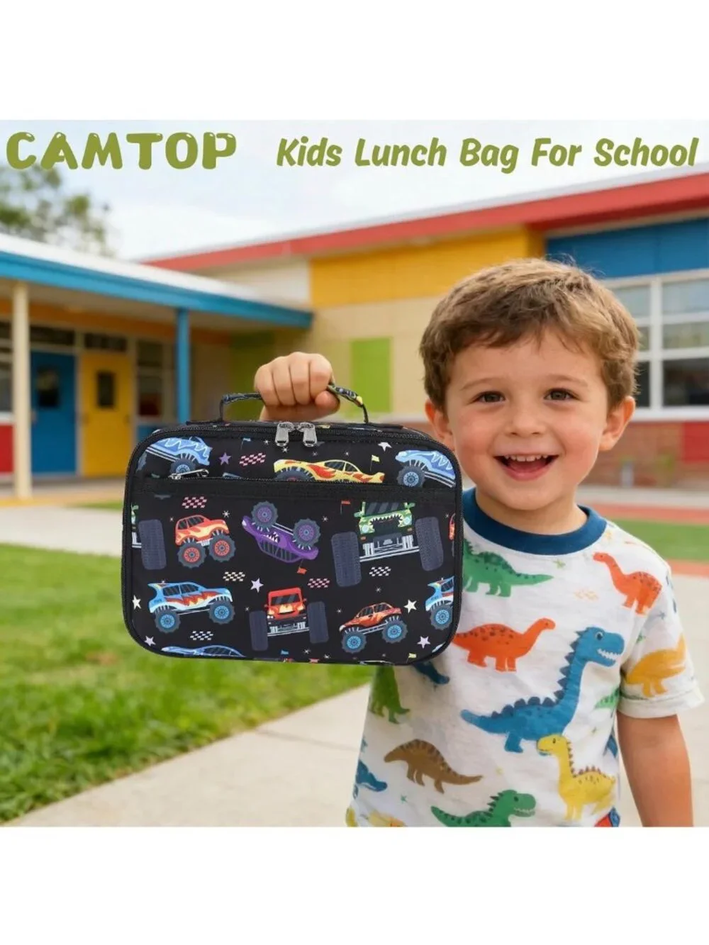 CAMTOP Lunch Box Kids Boys Insulated Lunch Cooler Bag Reusable Lunch Tote Kit fo
